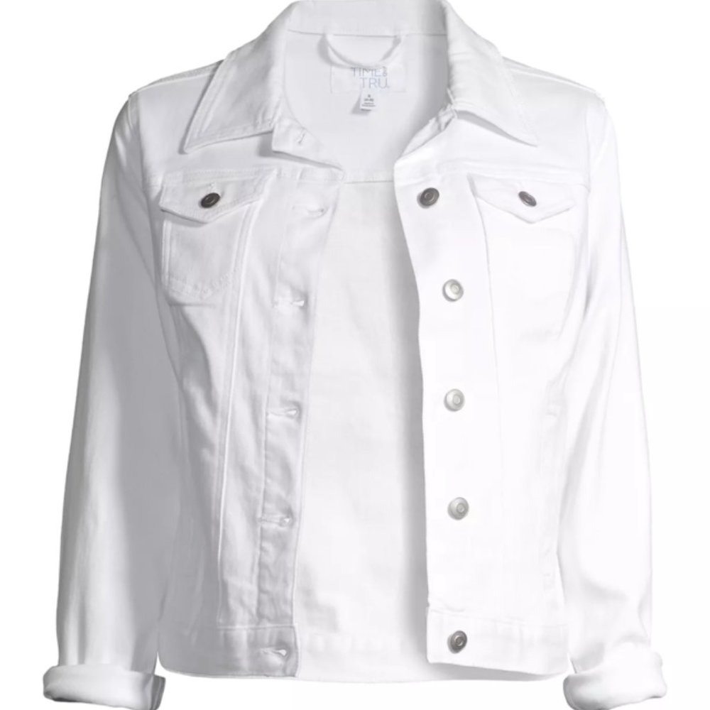 White Stretch Denim Jean Jacket XL